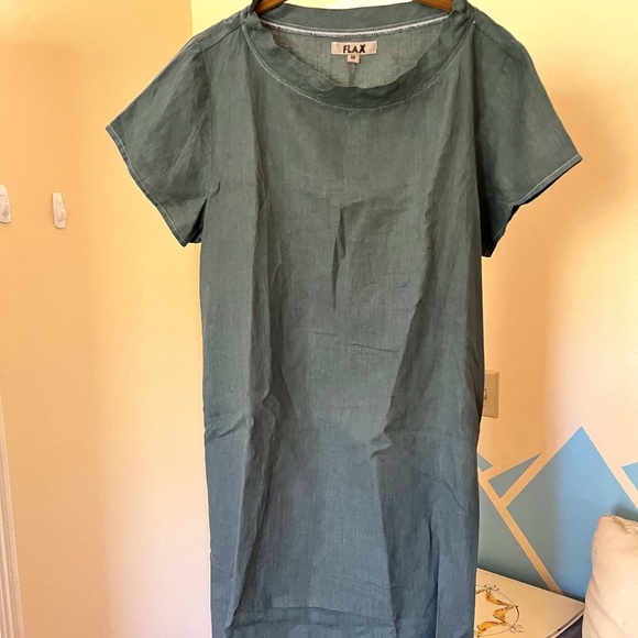 Flax Linen Dress Midi M - Picture 1 of 3